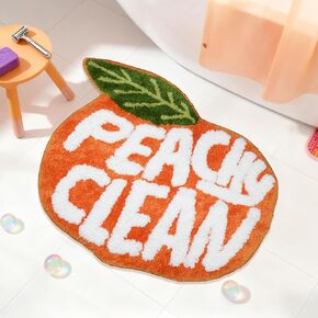 Peach Clean Bathroom Rugs, Cute Bath Mat Decor Door Mat, Soft & Absorbent Plush Coral Fabric Non-Slip Bathtub Rug Washable 24.8" x 21.6" in Kuwait