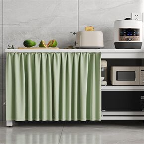 ستائر خزانة للأرفف للخصوصية، تنورة مكتب مقاومة للغبار وغسالة الأطباق للمنزل والمزرعة والمطبخ تحت المغسلة، أخضر داكن، 60.96 سم عرض × 81.28 سم طول in Kuwait