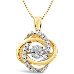 Diamond Necklace Dancing Diamond Love Knot 1/5 CTTW Sterling Silver or Yellow Gold Plated Silver - 18 Inch Chain in Kuwait