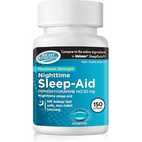 Nighttime Sleep Aid Softgels, (150 softgels), Diphenhydramine HCI 50 mg, Fall Asleep Fast, Supports Deeper, Restful Sleep in Kuwait
