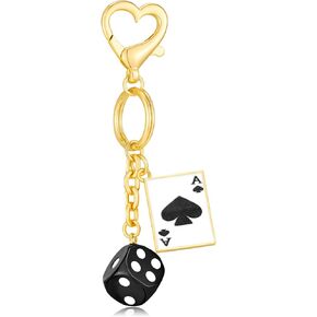 Poker Keychain Ace of Spades A & Dice Charm for Keys Purses Cars in Kuwait