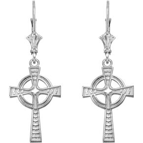 Celtic Cross Leverback Dangle Earrings 925 Sterling Silver in Saudi Arabia