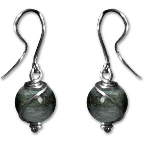 Chrysoberyl Cat’s Eye 10mm Dangly Swirl Drop Earrings in Steel, Copper, Bronze, Black Iron, Titanium, Sterling Silver, 14K Gold, Rose Gold, or Black Niobium Wire (Handmade), in Kuwait