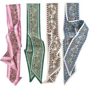 WENLOOY 4 Pack Purse Scarf Bags for Women Handbag Scarfs Band Lightweight Skinny Hair Neck Accessories Fashion Gifts in Kuwait