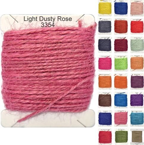 خيوط الجوت بطول 15 مترًا للحرف اليدوية وتغليف الهدايا والتعبئة والبستنة والكروشيه والحياكة المكرامية (وردة مغبرة خفيفة) in Kuwait