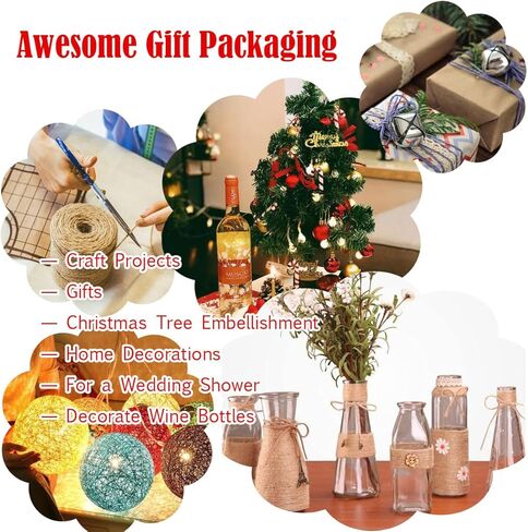 خيوط الجوت بطول 15 مترًا للحرف اليدوية وتغليف الهدايا والتعبئة والبستنة والكروشيه والحياكة المكرامية (وردة مغبرة خفيفة) in Kuwait