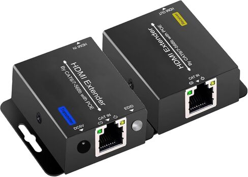196ft HDMI Extender Over Ethernet CAT6/CAT7 TO HDMI Conveter Extension POC Extender 1080P@60Hz with Lossless Transmission Over Single Cat6 RJ45 Repeater EDID Copy Compatible with DVD Blu-Ray Record in Kuwait