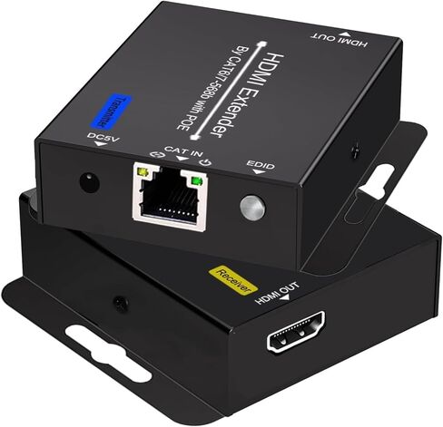 196ft HDMI Extender Over Ethernet CAT6/CAT7 TO HDMI Conveter Extension POC Extender 1080P@60Hz with Lossless Transmission Over Single Cat6 RJ45 Repeater EDID Copy Compatible with DVD Blu-Ray Record in Kuwait