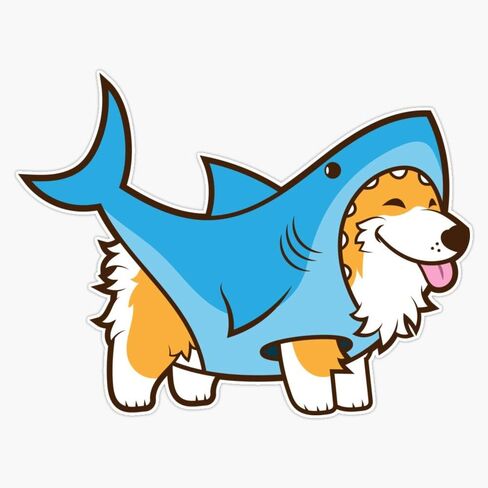 MAGNET Corgi In A Shark Suit Magnetic Sticker Vinyl Waterproof Magnet Decal Car 5" in Saudi Arabia