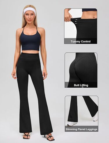 BMJL Womens Butt Lifting Flare Wide Leg Leggings High Waist Tummy Control No Front Seam Gym Workout Casual Yoga Pants in Saudi Arabia