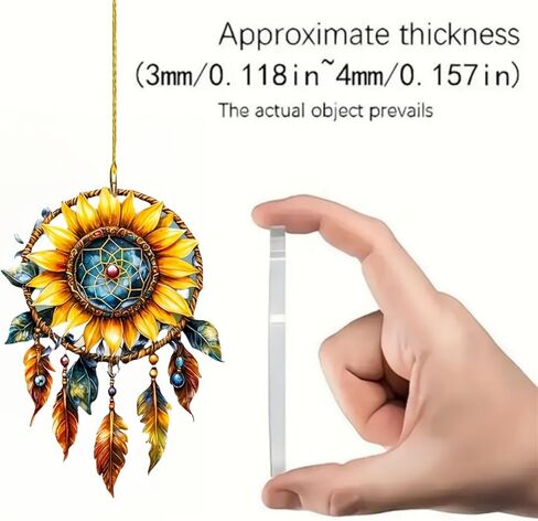 Sunflowers Dream Catcher Acrylic Hanging Ornament with Loop - Car Mirror Decor, Keychain, for Christmas, Birthday, Graduation, Backpack Charms, Artistic Accessory in Saudi Arabia