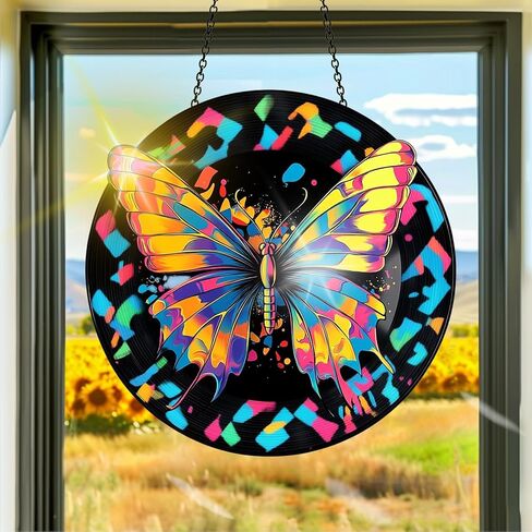 Colorful Acrylic Suncatcher, Sun Catchers Elf Hanging Window Decoration, Rainbow Maker Wall Art, for Room Bedroom Balcony Indoor Outdoor Garden Christmas Ornaments Decor 7.8x7.8 Inch hh90 in Saudi Arabia