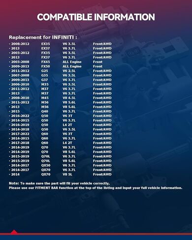 KAX 513335 زوج محمل العجلات الأمامية ومجموعة المحور متوافقة مع 2014-2022 Infiniti Q50 AWD، 2009-2013 Infiniti G37 AWD، 2003-2012 Infiniti FX35 AWD، 5 العروة in Saudi Arabia