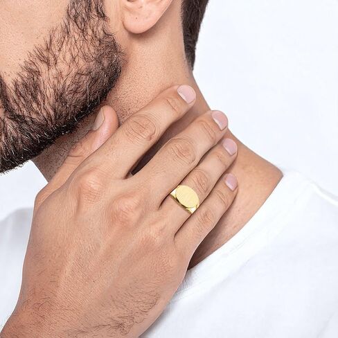 IceCarats 14K Solid Yellow Gold Mens Custom Engraved Signet Ring Handmade Personalized Monogram Initial Letter Band Size 9.5 in Saudi Arabia