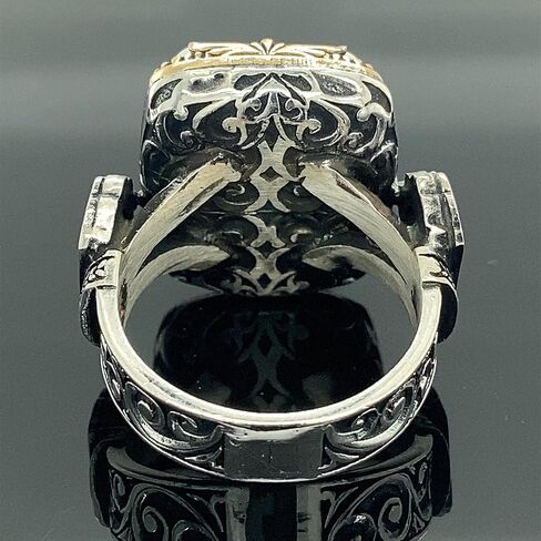 Sterling Silver Ring, White Turquoise Stone, Howlite Stone Ring,Natural Stone, Ottoman Men Ring, Turkish handmade, Gift for Him in Kuwait