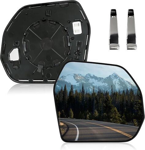 Driver Heated Mirror Glass for Toyota Tundra 2022-2026, Toyota Sequoia 2023-2026, Left Side View Mirror Replacement with Backing Plate, 2 Metal Clips, Replace #879020C010 in Kuwait