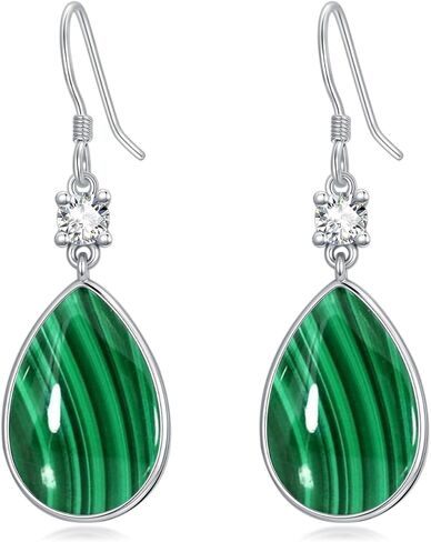 Teardrop Dangle Drop Earrings for Women, 925 Sterling Silver Turquoise/Opal/Black Onyx/Red Agate/Abalone Shell/Malachite/Lapis Lazuli/Tiger Eye Stone/Moonstone Waterdrop Teardrop Drop Dangle Earrings Jewelry Gift for Women Mom in Saudi Arabia