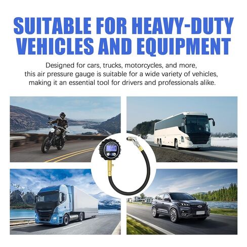 Tire Pressure Gauge, 100 PSI, ANSI B40.1 Certified Accuracy, Easy-to-Read 2" Glow Dial, Durable Brass & Steel Construction for Cars, Trucks, SUVs, Motorcycles & Bicycles in Kuwait