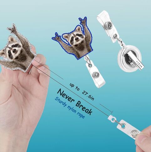 Raccoon Racoon 2pack Badge Reels Retractable Funny Cute Badge Holder with Badge Reel Unique ID Clip Name Tag Card Tag Card Badge Clip Acrylic Accessories Gifts Nurse Student RN LPN Office Worker in Saudi Arabia