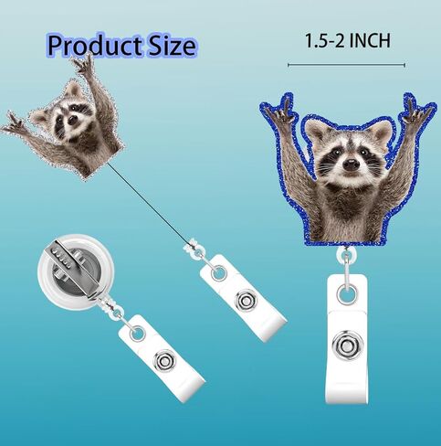 Raccoon Racoon 2pack Badge Reels Retractable Funny Cute Badge Holder with Badge Reel Unique ID Clip Name Tag Card Tag Card Badge Clip Acrylic Accessories Gifts Nurse Student RN LPN Office Worker in Saudi Arabia