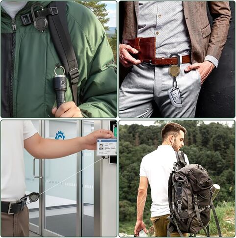 3 Pack Heavy Duty Retractable Keychain, Multitool Carabiner Badge Holder with 25.59" Retractable ID Badge Clip Reel for Men and Women (Black,Green,Khaki) in Saudi Arabia