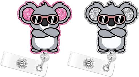 Raccoon Racoon 2pack Badge Reels Retractable Funny Cute Badge Holder with Badge Reel Unique ID Clip Name Tag Card Tag Card Badge Clip Acrylic Accessories Gifts Nurse Student RN LPN Office Worker in Saudi Arabia