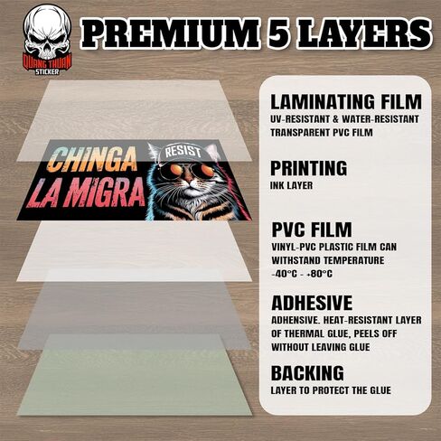 Chinga La Migra | Bumper Sticker or Car Magnet | Cute Cat Sarcastic Humorous Mexican Magnetic Bumper for Cars [7.5x3.75] in Kuwait