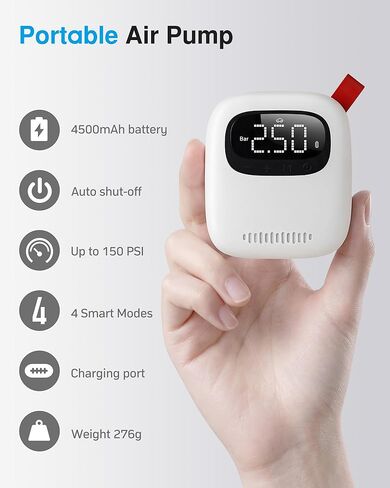 Portable Inflator 150PSI with Digital Pressure Gauge, Air Compressor, Cordless Inflator for Cars, Motorcycles, Bicycles, Balls in Saudi Arabia