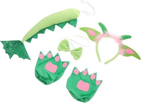 1 Set Plush Dinosaur Headband with Tail and Bowtie Cute Halloween Costume Accessories for Soft Plush Animal Props for Role Play and Themed Parties in Saudi Arabia
