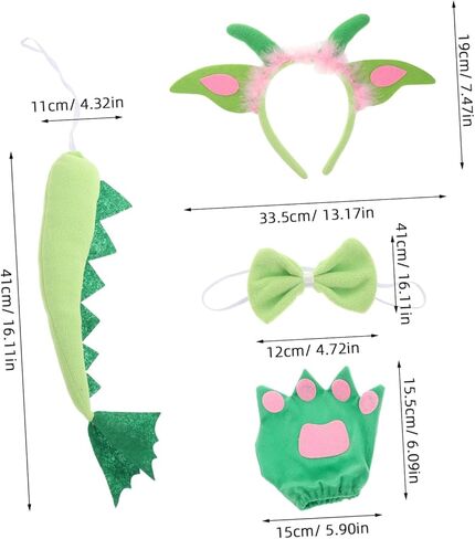 1 Set Plush Dinosaur Headband with Tail and Bowtie Cute Halloween Costume Accessories for Soft Plush Animal Props for Role Play and Themed Parties in Saudi Arabia