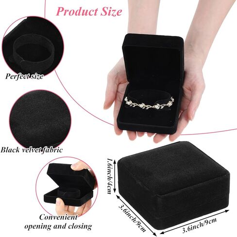 12Pcs Velvet Bracelet Gift Box Bulk, Classic Black Bracelet Pendant Necklace Gift Box Case for Jewelry Storage Display Case for Christmas Wedding Engagement Birthday Anniversary in Kuwait