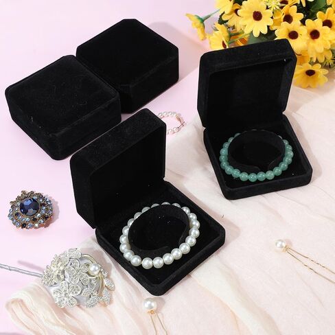 12Pcs Velvet Bracelet Gift Box Bulk, Classic Black Bracelet Pendant Necklace Gift Box Case for Jewelry Storage Display Case for Christmas Wedding Engagement Birthday Anniversary in Kuwait