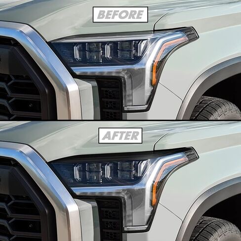 لون دخان الفينيل المقطوع مسبقًا من SlickMod لمصباح Toyota Tundra الأمامي 2022-2023 (20% دخان داكن، 4. علامة جانبية للمصابيح الأمامية) in Saudi Arabia