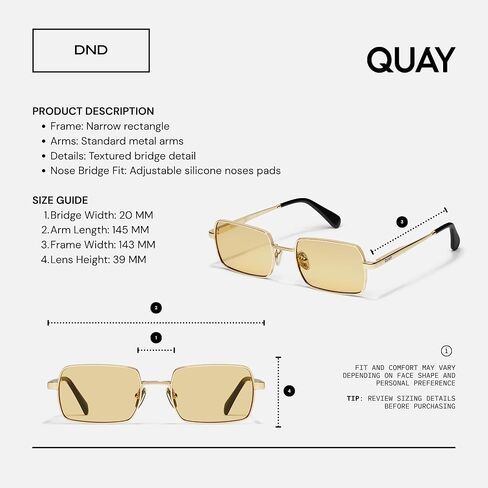 QUAY DND Rectangular Sunglasses for Women + BUNDLE with ACCESSORY EYEWEAR KIT in Kuwait