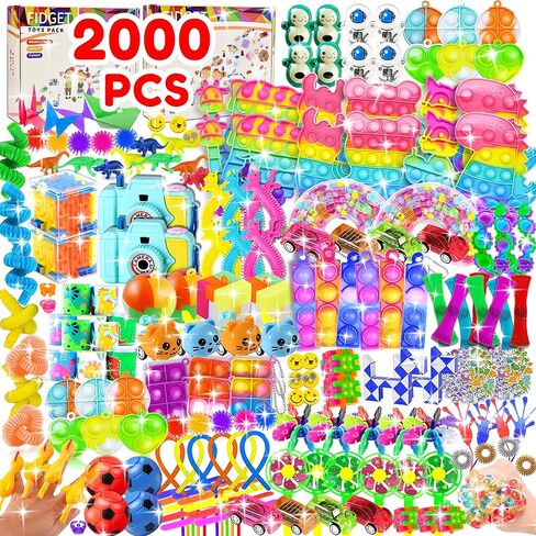 1000 قطعة من هدايا الحفلات للأطفال، مجموعة ألعاب فيدجيت، حشوات البيناتا، ألعاب عيد الميلاد، صندوق الجوائز، صندوق الكنز، حشوات حقائب الهدايا، جوائز الكرنفال in Kuwait