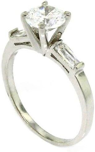 خاتم خطوبة سوليتير كلاسيكي من Alljoy مع تشيكوسلوفاكيا بيضاء لامعة مستديرة in Kuwait