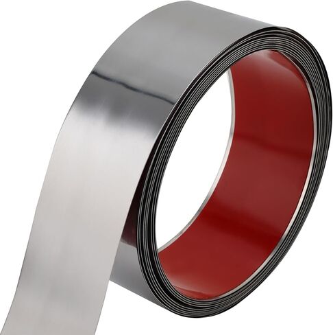Flexible Self Adhesive Metal Strip for Magnet, Strong Peel and Stick Ferrous Tape Roll with 50pcs Magnets for Workshop, Office, School and Home Decoration (Shiny Silver, 16.4ft x 1.6inch) in Saudi Arabia