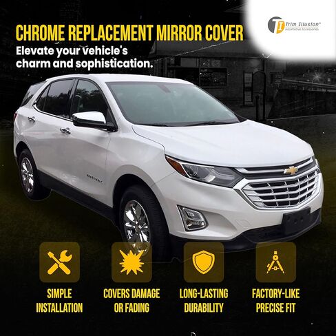 Chrome Car Side Rear View Mirror Cover Caps Replacement Compatible with 2018-2024 Chevrolet Equinox, MC360 in Kuwait