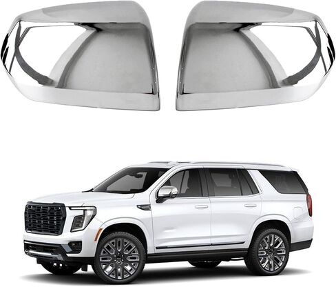 Chrome Mirror Cover Caps Clip on Replacement Fit for 2021-2025 Chevy Tahoe Suburban for GMC Yukon/Yukon XL for Cadillac Escalade/Escalade ESV(2 Pcs Chrome Side View Mirror Covers Replacement) in Saudi Arabia