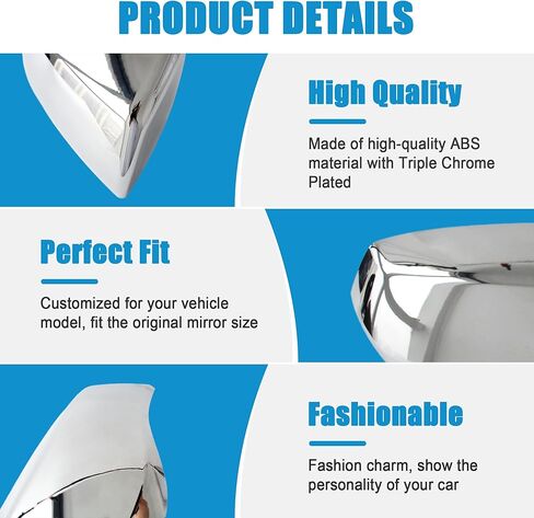 Chrome Mirror Cover Caps Clip on Replacement Fit for 2021-2025 Chevy Tahoe Suburban for GMC Yukon/Yukon XL for Cadillac Escalade/Escalade ESV(2 Pcs Chrome Side View Mirror Covers Replacement) in Saudi Arabia