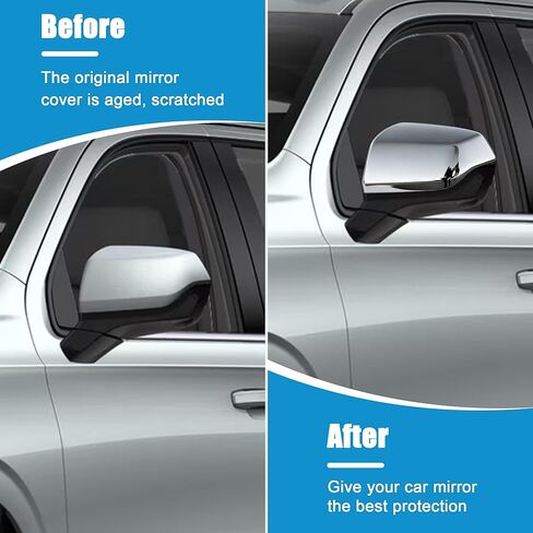 Chrome Mirror Cover Caps Clip on Replacement Fit for 2021-2025 Chevy Tahoe Suburban for GMC Yukon/Yukon XL for Cadillac Escalade/Escalade ESV(2 Pcs Chrome Side View Mirror Covers Replacement) in Saudi Arabia