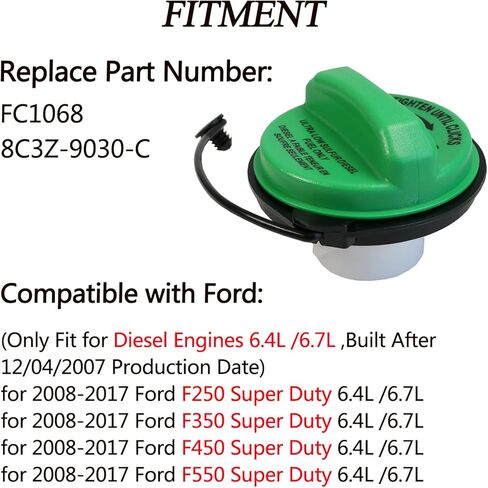 FC1068 8C3Z-9030-C Diesel Fuel Cap for 2008-2019 Ford F250 F350 F450 F550 Super Duty 6.4L 6.7L Gas Cap in Saudi Arabia