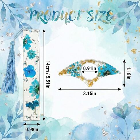 4 Pcs Dried Flower Resin Thumb Book Page Holder and Acrylic Bookmarks Set, Handmade Floral Book Mark with Tassel & Reading Ring, Aesthetic Book Accessories Gift for Book Lovers, Bookworms in Kuwait