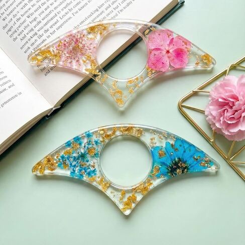 4 Pcs Dried Flower Resin Thumb Book Page Holder and Acrylic Bookmarks Set, Handmade Floral Book Mark with Tassel & Reading Ring, Aesthetic Book Accessories Gift for Book Lovers, Bookworms in Kuwait