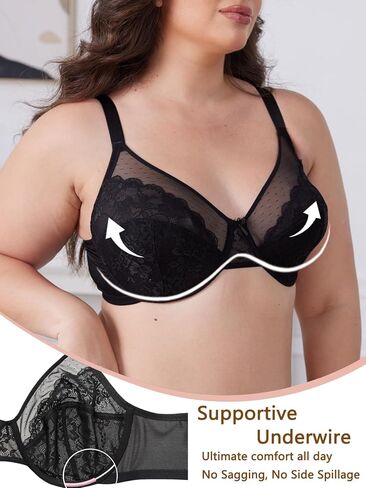 Minimizer Bras for Women Lifting Full Coverage Underwire Lace Bras Plus Size Unlined Breathable Bra for Heavy Breast in Saudi Arabia