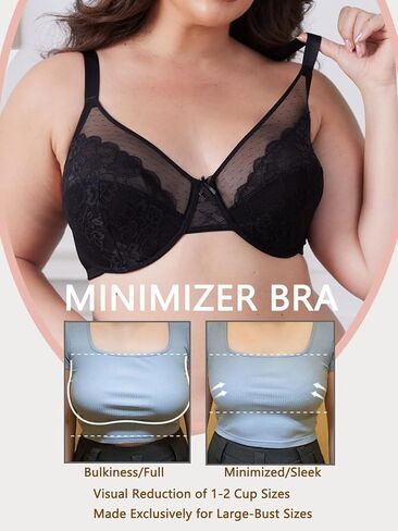 Minimizer Bras for Women Lifting Full Coverage Underwire Lace Bras Plus Size Unlined Breathable Bra for Heavy Breast in Saudi Arabia