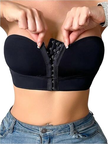 GORGLITTER Women's Front Closure Strapless Push Up Bras Seamless Wireless Bandeau Bralette in Saudi Arabia