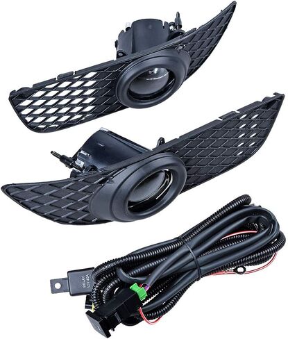 Astra Depot Compatible with 2008-2014 Mitsubishi Lancer Sedan 4DR Pair Bumper Fog Light Lamp with Wiring Switch Kit & Grille Bezels Cover in Saudi Arabia