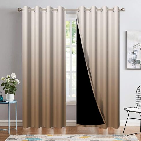 Brown Ombre Bedroom Curtains Blackout Curtains Room Darkening Thermal Insulated Window Drapes for Living Room 2 Panels 42x63inch in Saudi Arabia