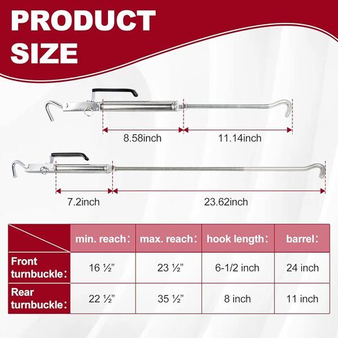 Turn-Buckles Replacement Set for Truck Camper, Including Front & Rear Turn-Buckles | Premium Stainless Steel in Kuwait
